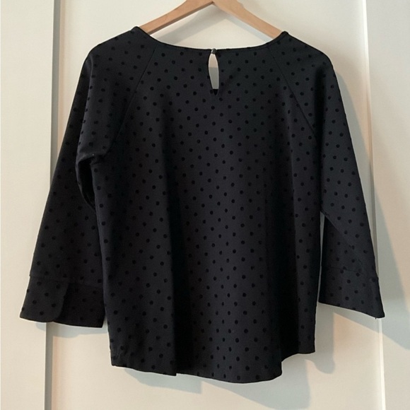 J. Crew Black 3/4 Sleeve Scoop Neck Blouse - Picture 2 of 5